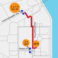 Map of public transport near the National Portrait gallery