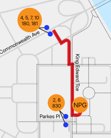 Map of public transport near the National Portrait gallery