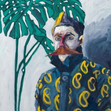 Habitat of monstera II (Self-portrait with yellow paisley jacket), 2023 Bahman Kermany