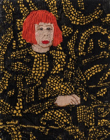 Feminist Fan #29 (Yayoi Kusama, Yayoi Kusama in Yellow Tree Furniture Room at Aich Triennale, Nagoya Japan, 2010) 2016
