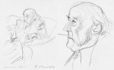 Two portraits of Manning Clark (seated recto), (head, verso)