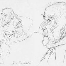 Two portraits of Manning Clark (seated recto), (head, verso)