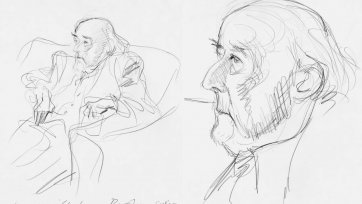 Two portraits of Manning Clark (seated recto), (head, verso)