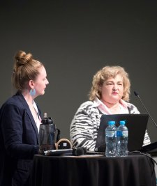 National Portrait Gallery and Access2Arts staff presenting on audio description at the Australian Museums and Galleries Association National Conference