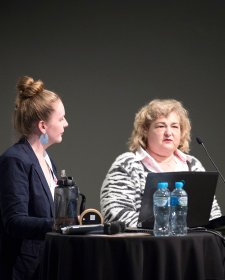 National Portrait Gallery and Access2Arts staff presenting on audio description at the Australian Museums and Galleries Association National Conference