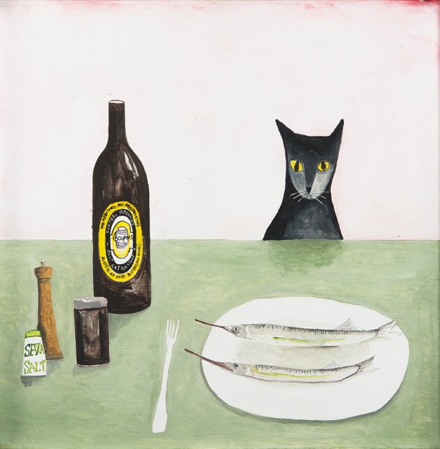 Cat at table, 2014 by Noel McKenna
Private Collection, Brisbane
Courtesy of Heiser Gallery, Brisbane