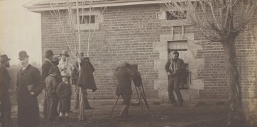 Body of Joe Byrne, hung up for photography at Benalla