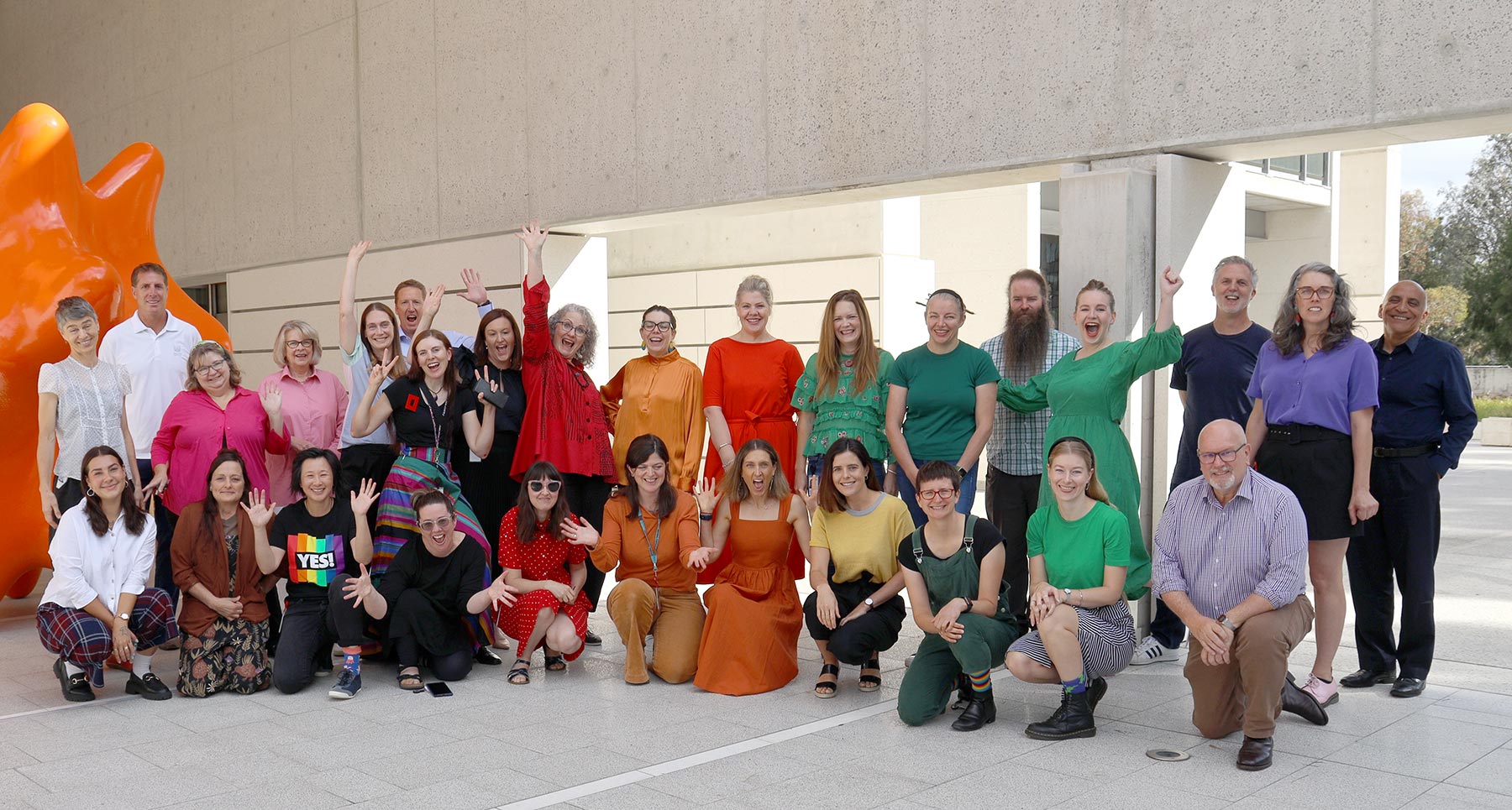 National Portrait Gallery staff creating a rainbow for WorldPride 2023