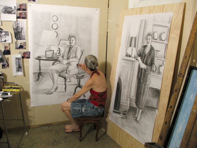 Avril Thomas at work, 2006