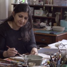 Nusra Latif Qureshi in her studio