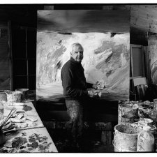 Arthur Boyd with horse hair brush - Bundanon 1993