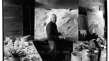 Arthur Boyd with horse hair brush - Bundanon 1993