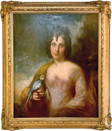 Posthumous portrait of Elizabeth Gould with an Australian cockatiel (Nymphicus hollandicus) , c. 1841 Artist unknown