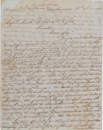 Letter from Joseph Barrow Montefiore to N M Rothschild & Sons, 18 December 1851 RA XI/38/7