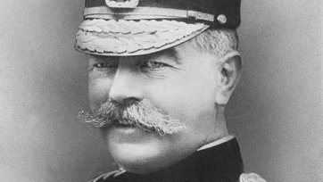 Studio portrait of Lord Kitchener, British Secretary of State for War, 1914 by J Russell & Sons