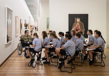 Students drawing in the Gallery spaces with Richard Walley 2015 by Julie Dowling on display