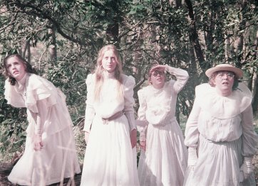 Karen Robson (Irma); Anne Louise Lambert (Miranda); Jane Vallis (Marion); and Christine Schuler (Edith)