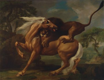 A Lion Attacking a Horse