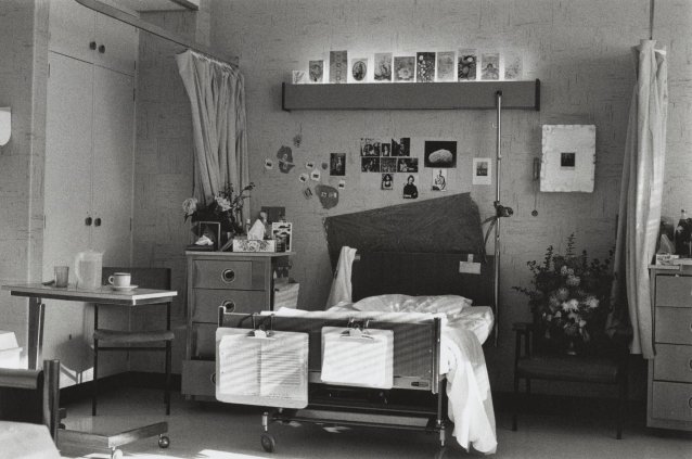 Carol Jerrems' bed with personal effects, Royal Hobart Hospital, 1979