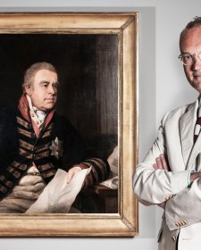 Angus Trumble with Portrait of Sir Joseph Banks by Thomas Phillips