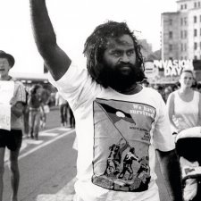 Vincent Brady leading anti Bicentenary Protest, Brisbane, 1987 Michael Aird